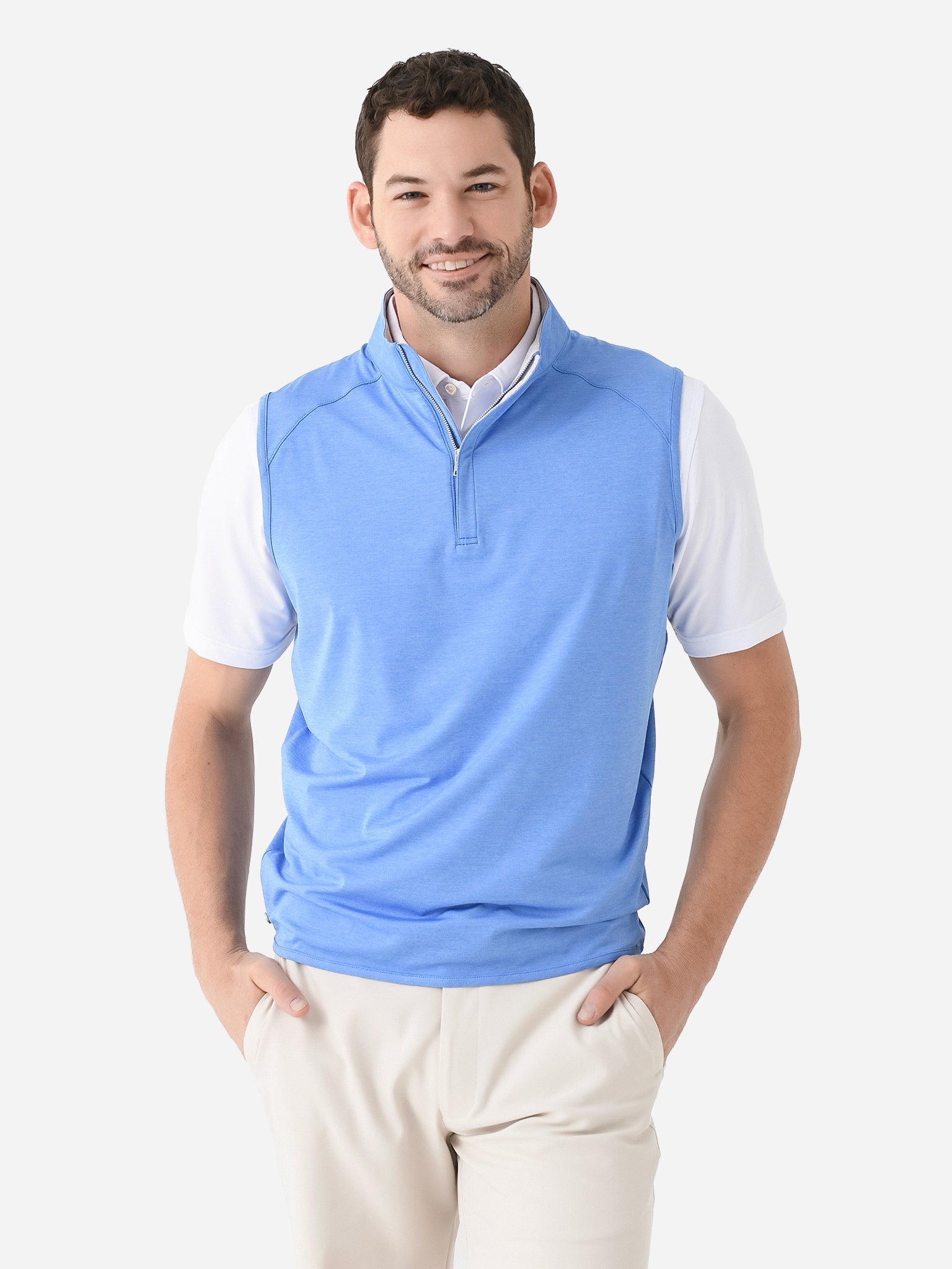  Peter Millar Crown Crafted Men's Stealth Performance Quarter-Zip Vest