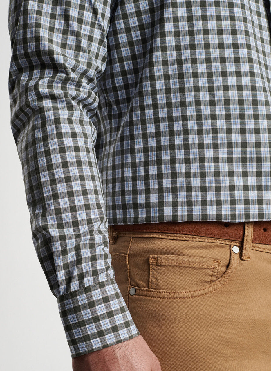  Peter Millar Sherwin Performance Poplin Sport Shirt: Loden
