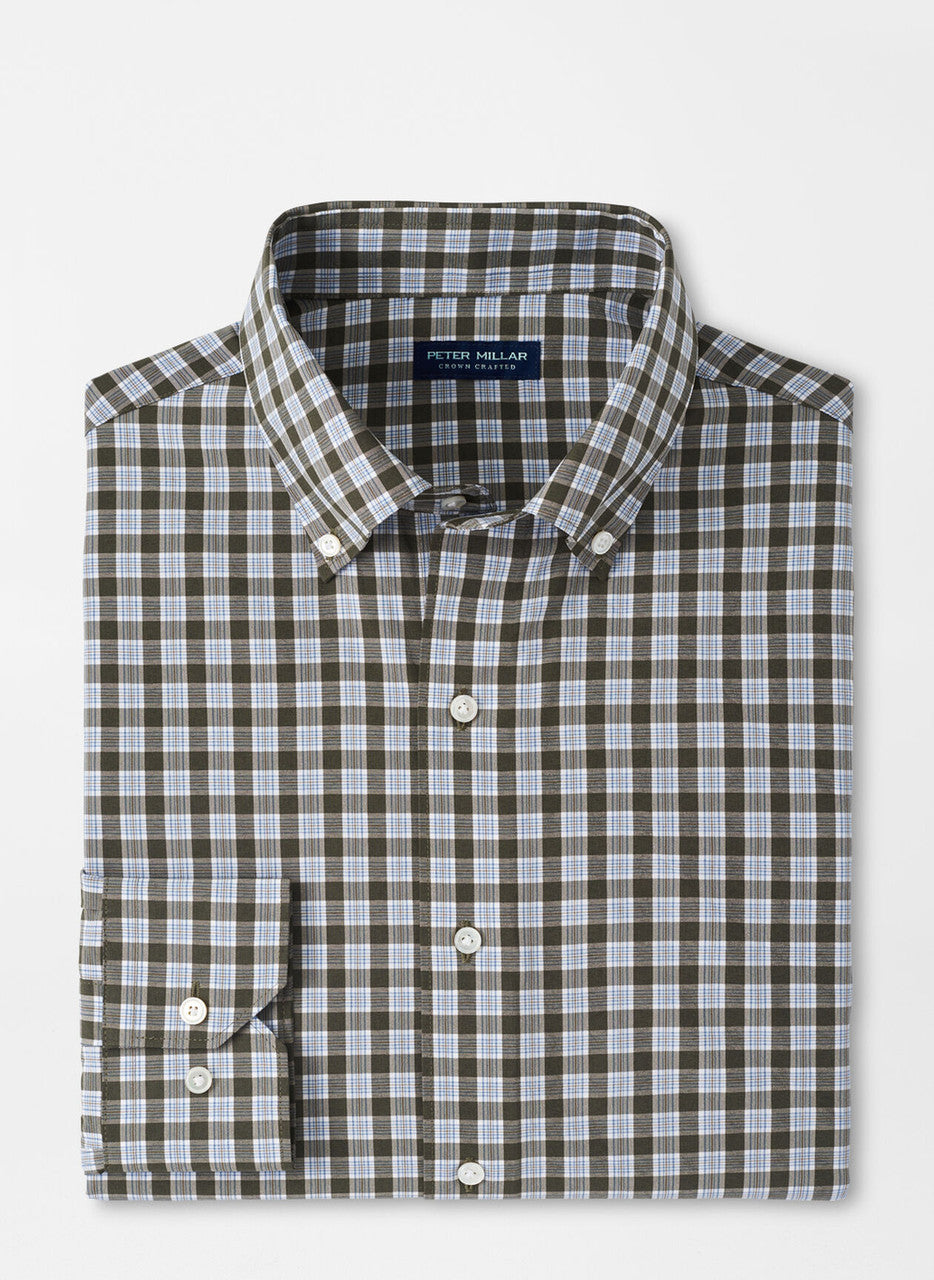  Peter Millar Sherwin Performance Poplin Sport Shirt: Loden