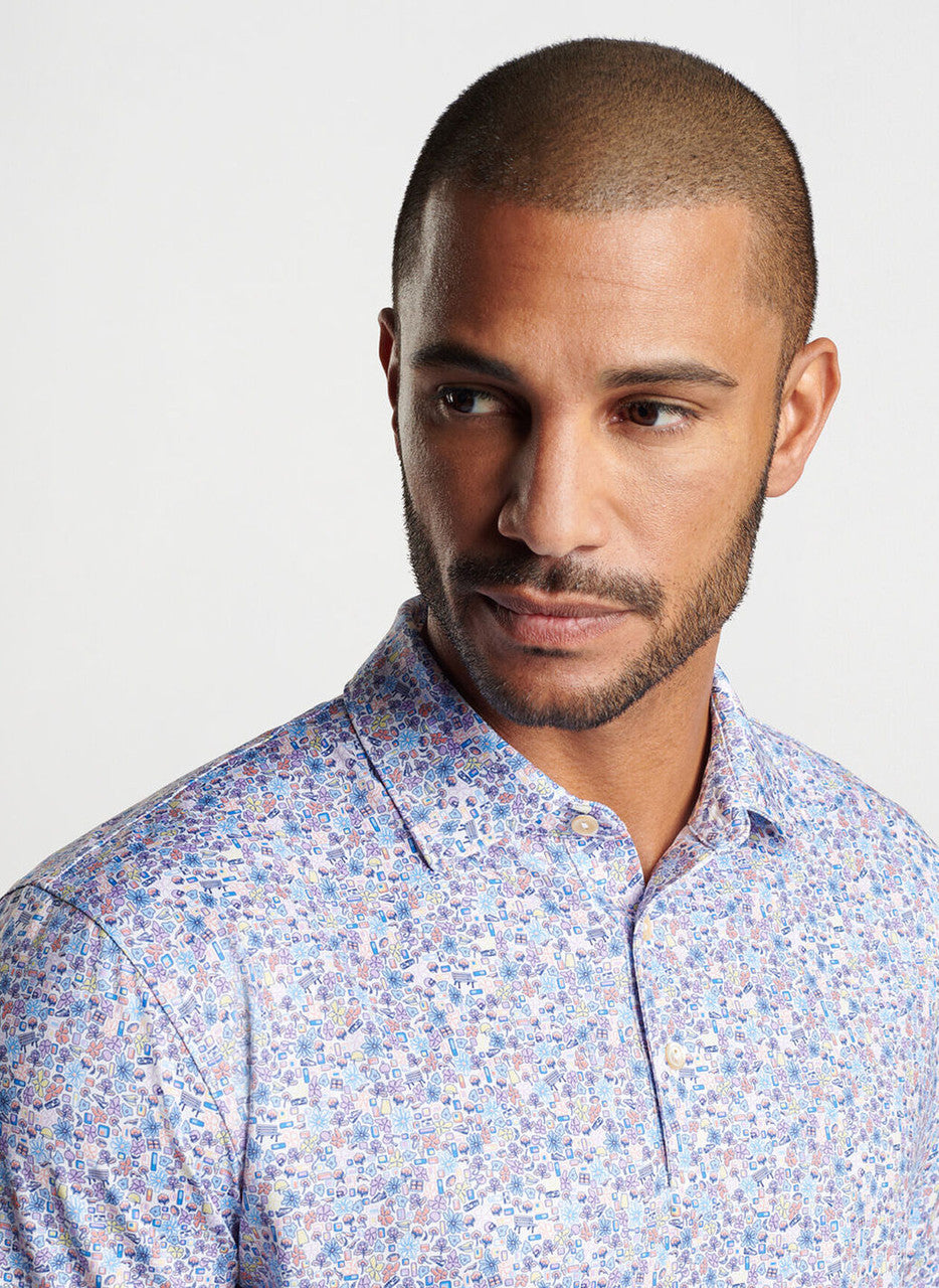  Peter Millar Groovy Performance Jersey Polo: White