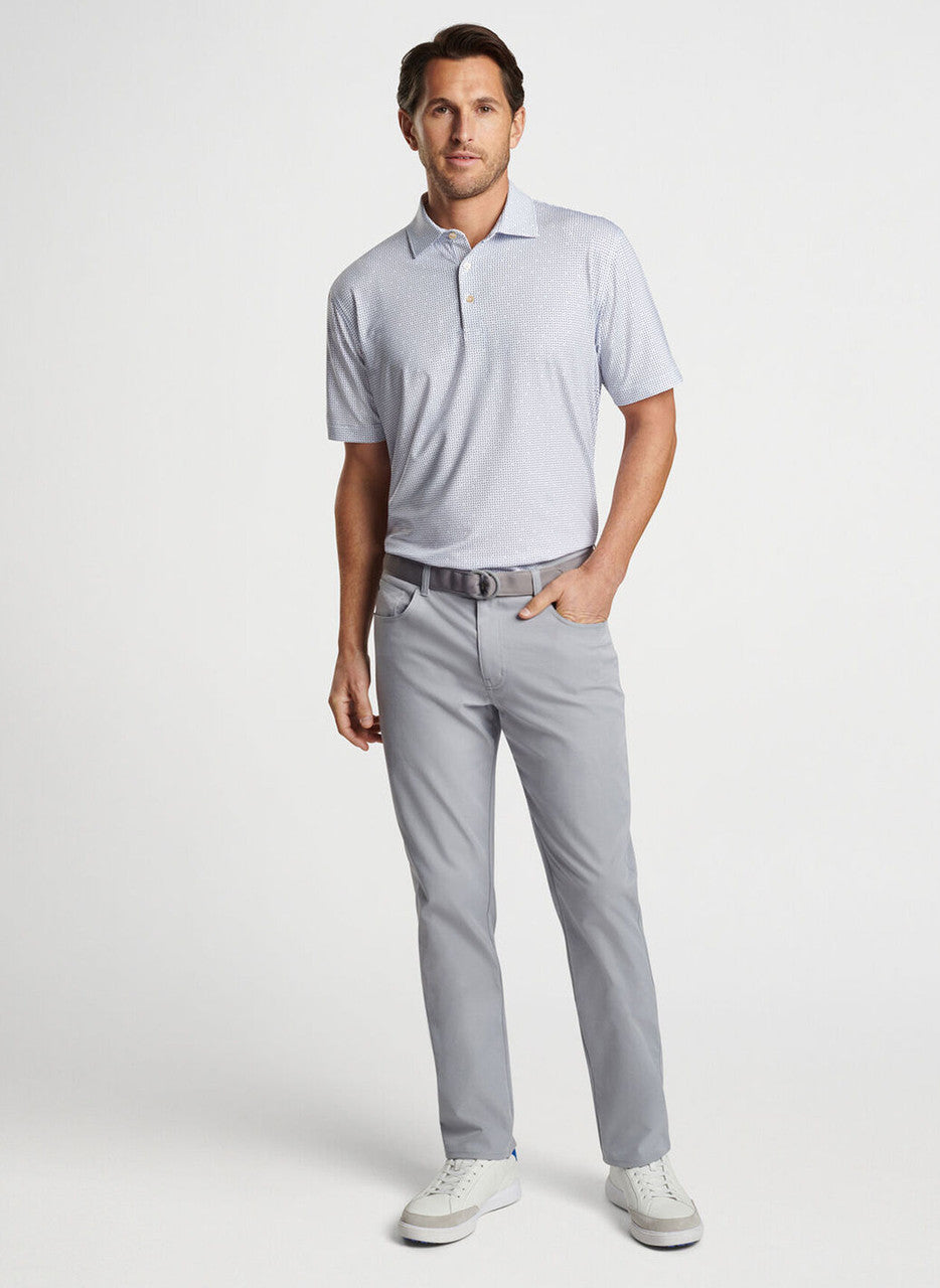  Peter Millar Daybreak Performance Jersey Polo: White/Astral Blue