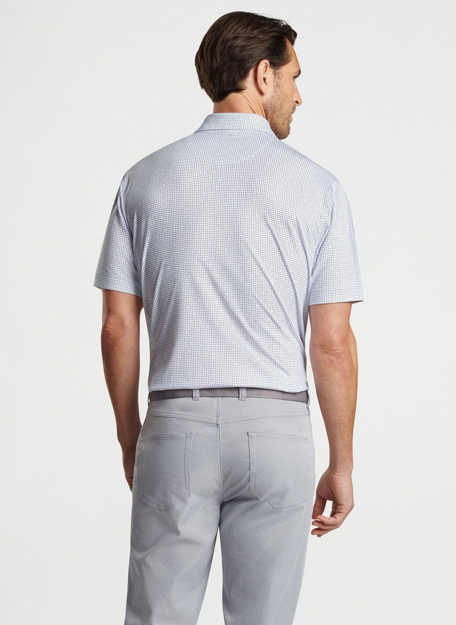  Peter Millar Daybreak Performance Jersey Polo: White/Astral Blue