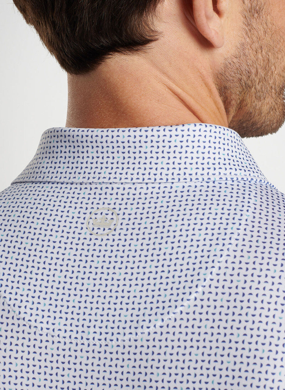 Peter Millar Daybreak Performance Jersey Polo: White/Astral Blue