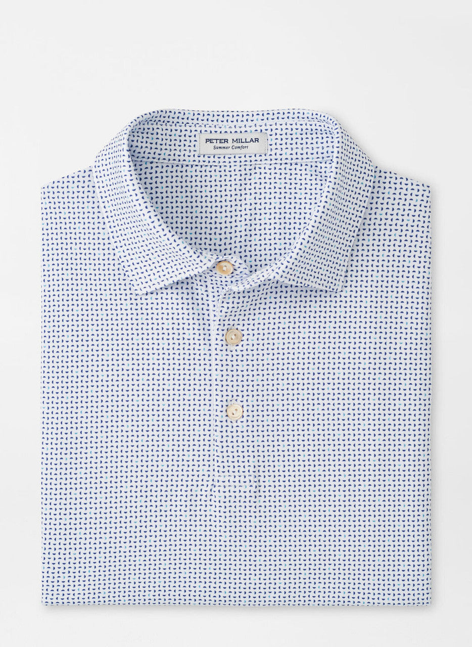  Peter Millar Daybreak Performance Jersey Polo: White/Astral Blue