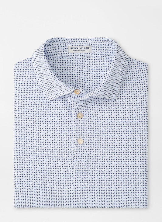 Peter Millar Daybreak Performance Jersey Polo: White/Astral Blue