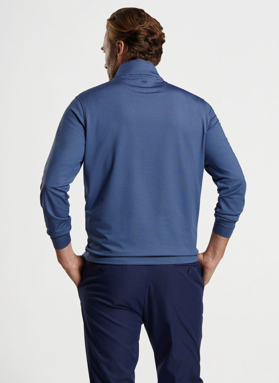  Peter Millar Perth Sugar Stripe Performance Quarter Zip: Navy
