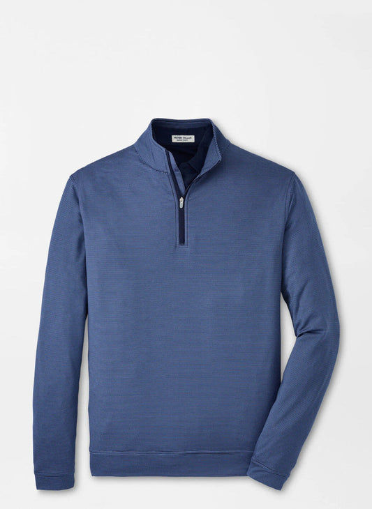  Peter Millar Perth Sugar Stripe Performance Quarter Zip: Navy