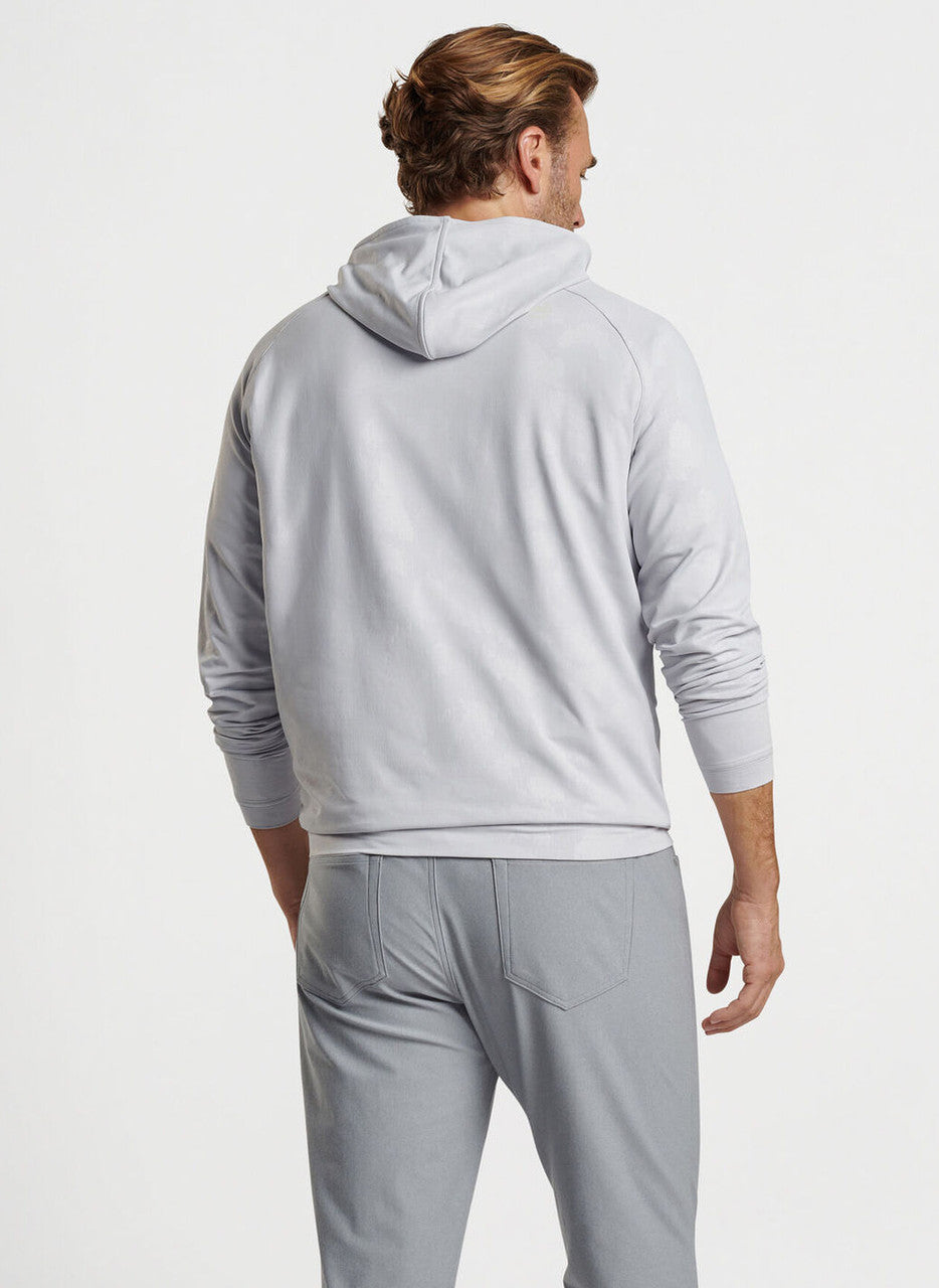  Peter Millar Pine Windowpane Camo Performance Hoodie: British Grey