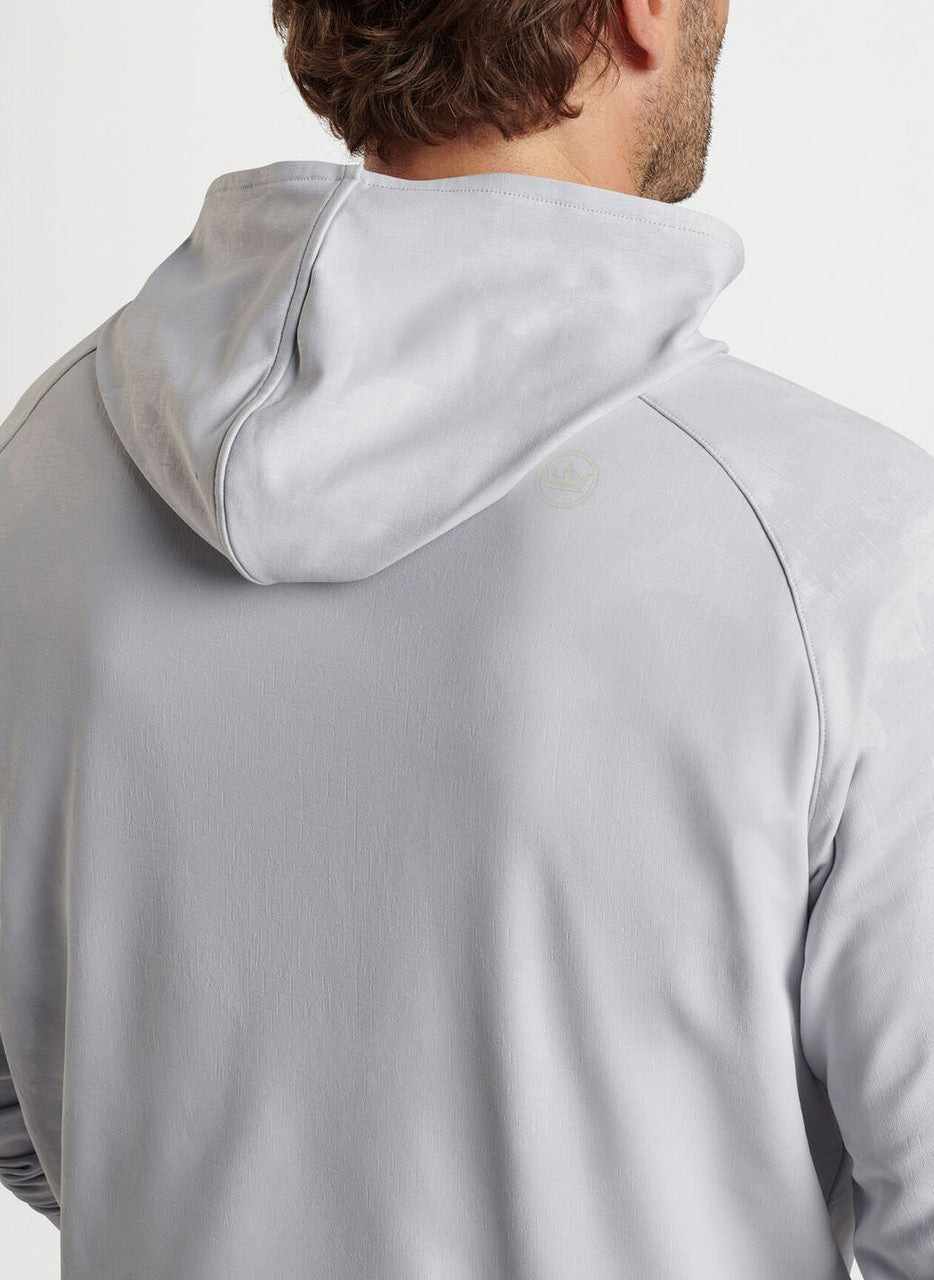  Peter Millar Pine Windowpane Camo Performance Hoodie: British Grey