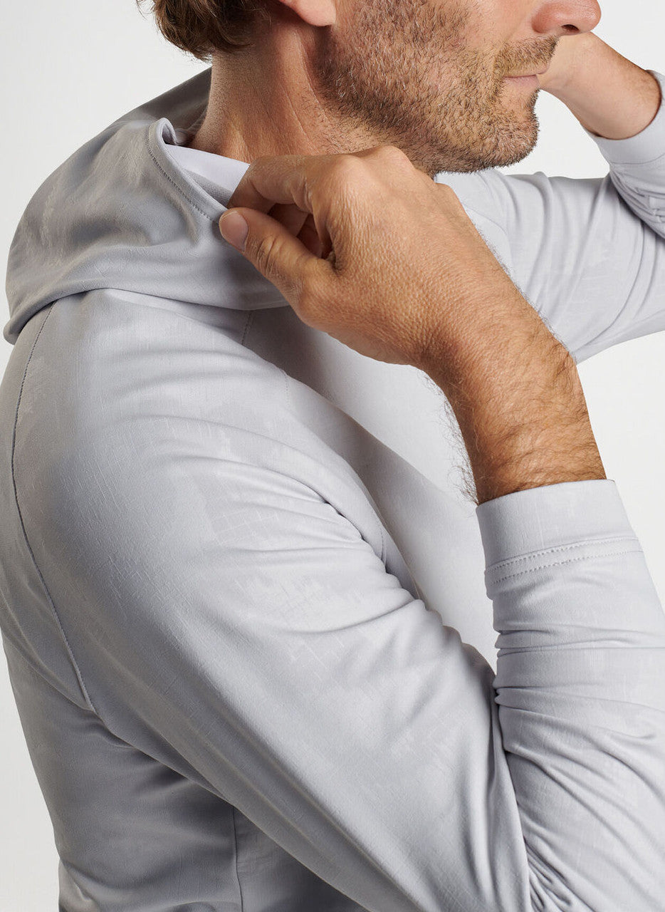  Peter Millar Pine Windowpane Camo Performance Hoodie: British Grey