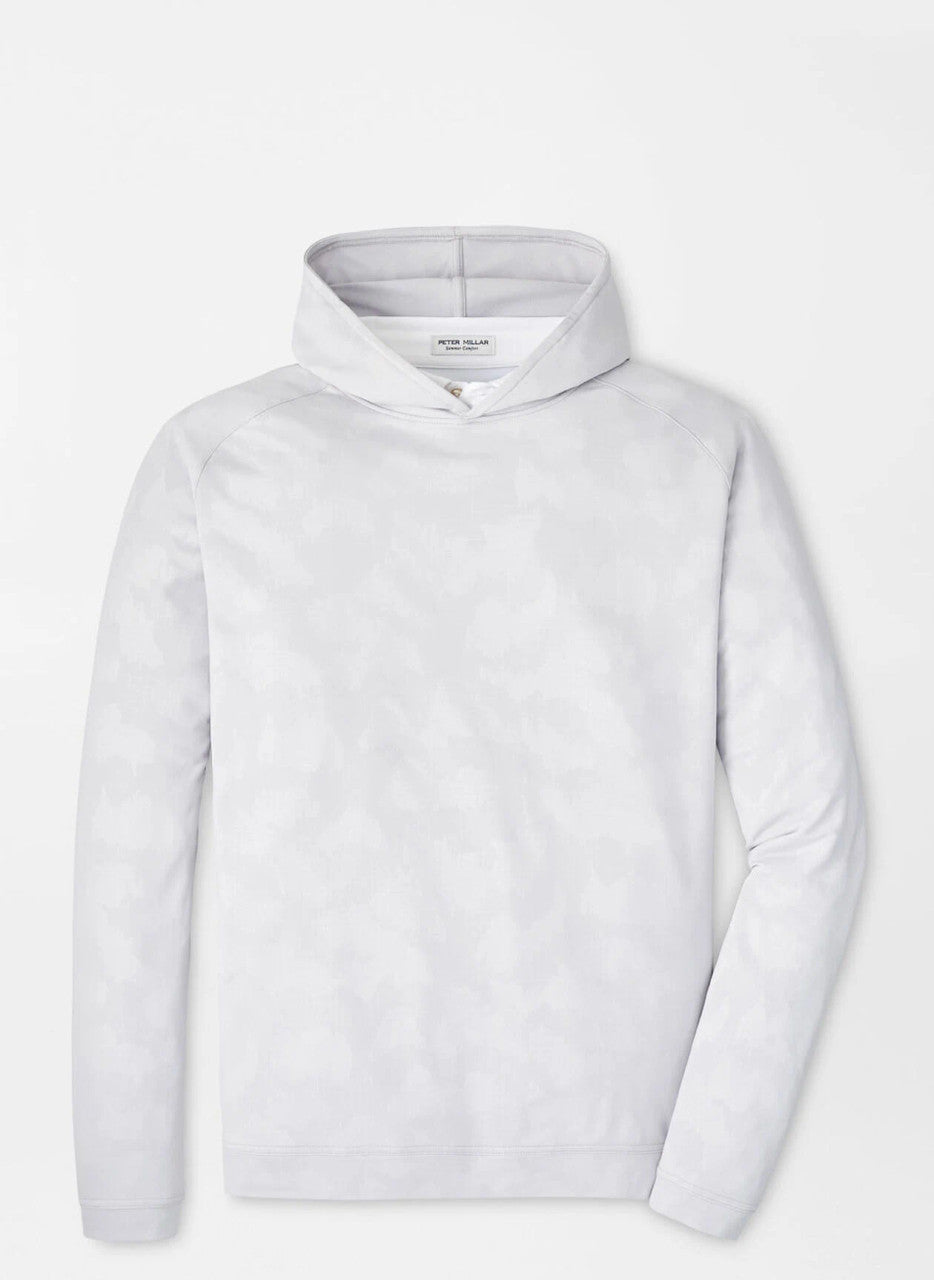  Peter Millar Pine Windowpane Camo Performance Hoodie: British Grey