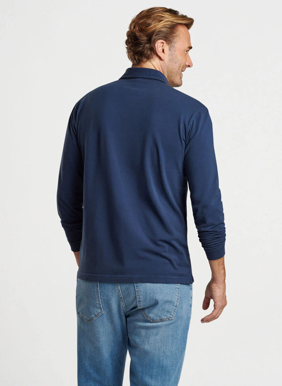  Peter Millar Lava Wash Long-Sleeve Polo: Navy