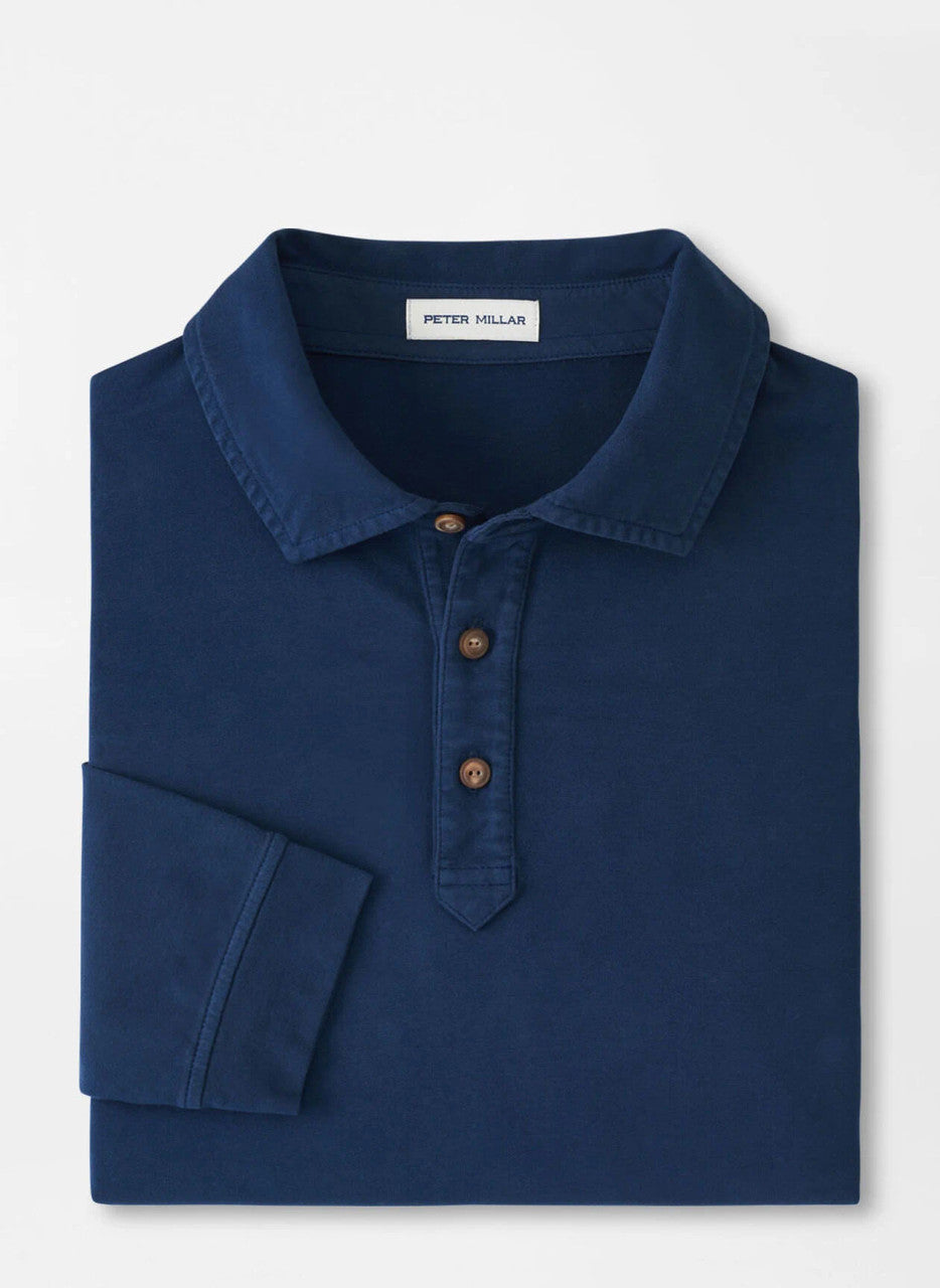  Peter Millar Lava Wash Long-Sleeve Polo: Navy