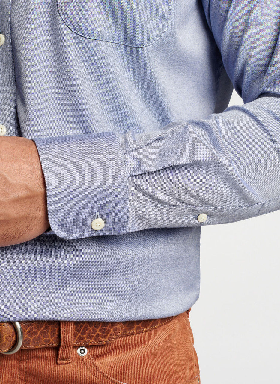  Peter Millar Campbell Perfect Pinpoint Cotton-Stretch Sport Shirt: Sport Navy