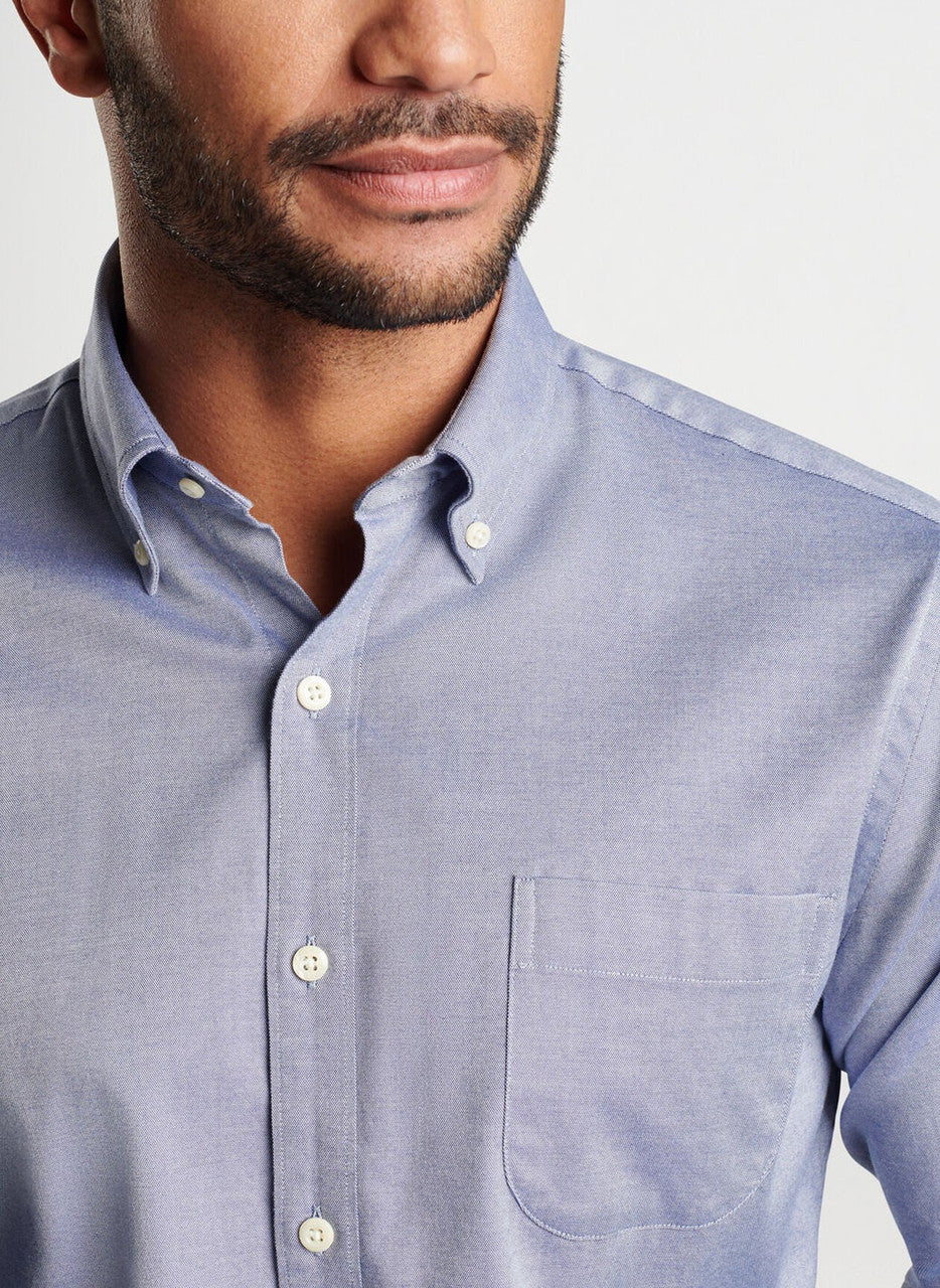  Peter Millar Campbell Perfect Pinpoint Cotton-Stretch Sport Shirt: Sport Navy