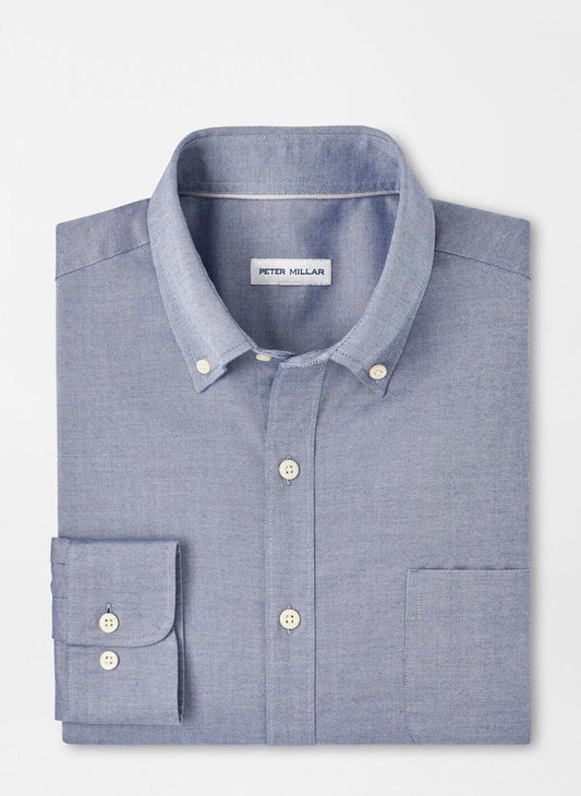 Peter Millar Campbell Perfect Pinpoint Cotton-Stretch Sport Shirt: Sport Navy