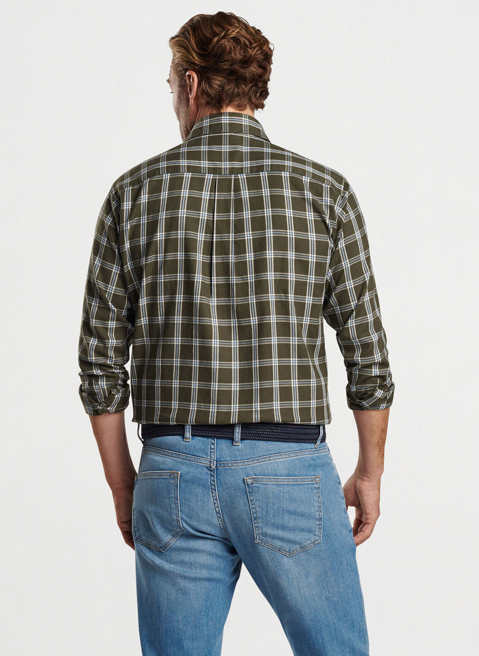  Peter Millar Vernon Flannelite Cotton-Stretch Sport Shirt: Dark Olive