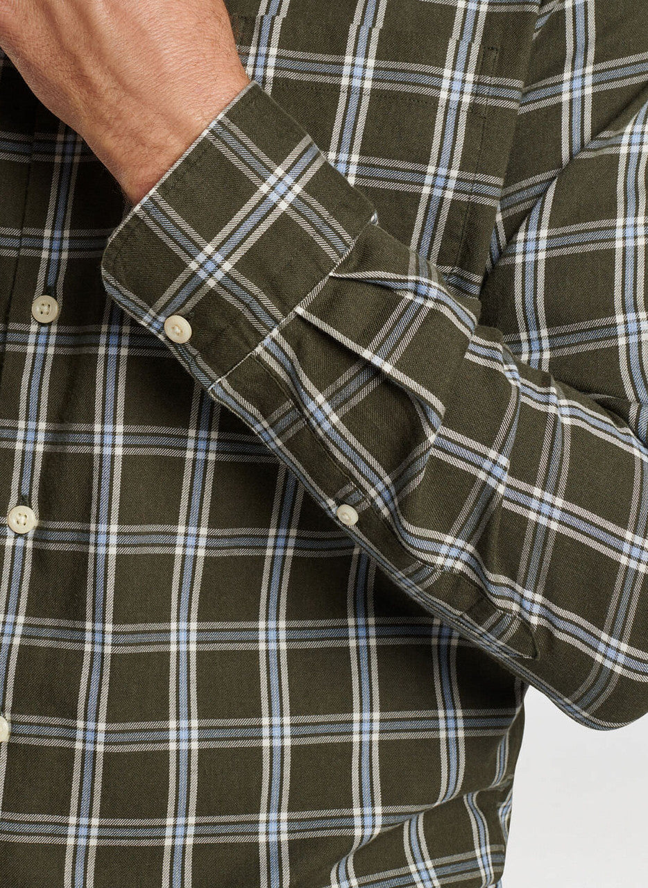  Peter Millar Vernon Flannelite Cotton-Stretch Sport Shirt: Dark Olive