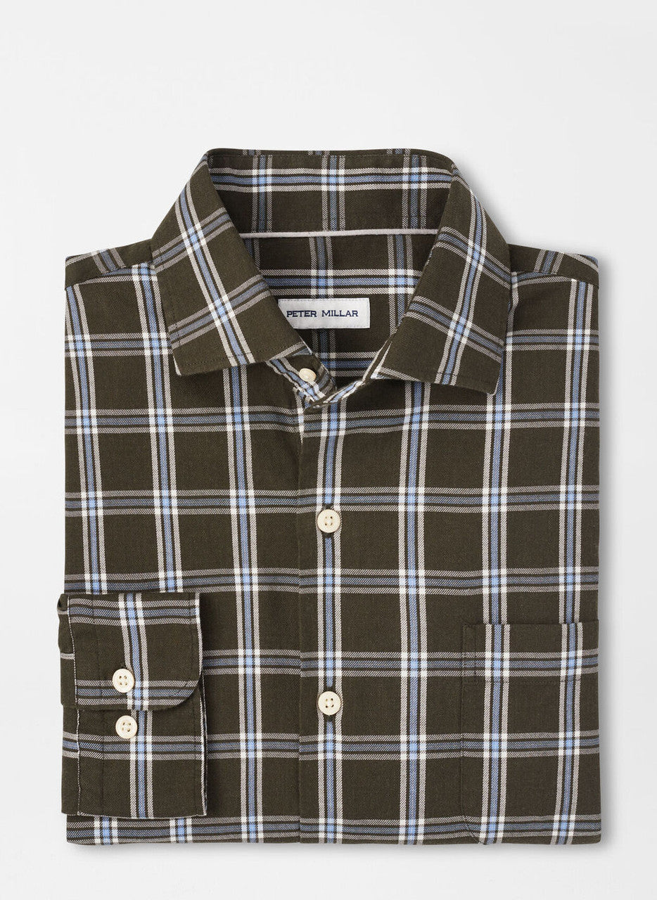  Peter Millar Vernon Flannelite Cotton-Stretch Sport Shirt: Dark Olive