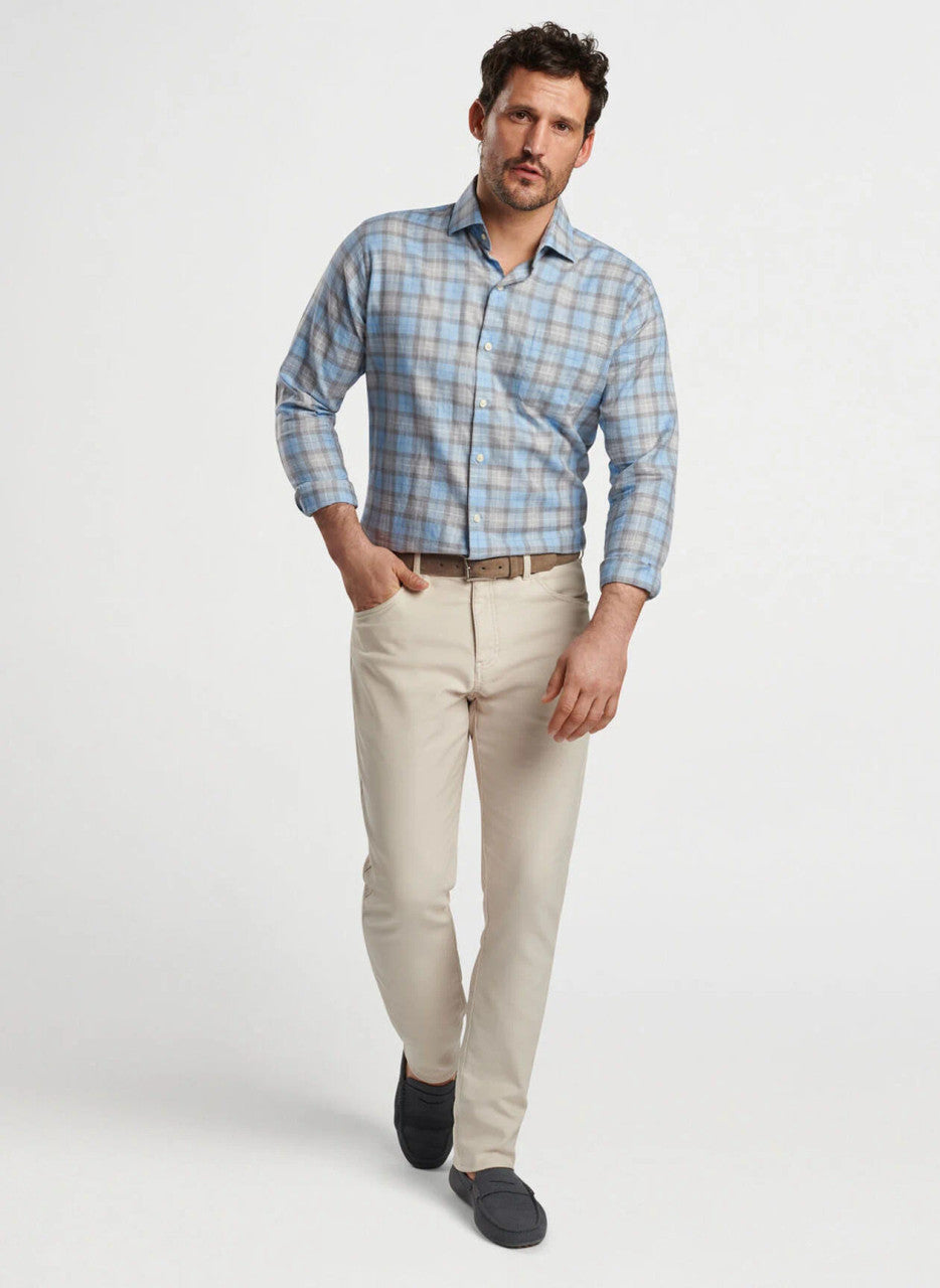  Peter Millar Langley Summer Soft Cotton Sport Shirt: British Grey