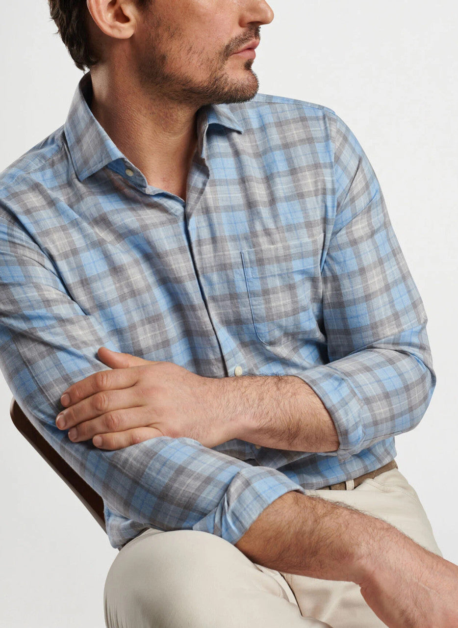  Peter Millar Langley Summer Soft Cotton Sport Shirt: British Grey