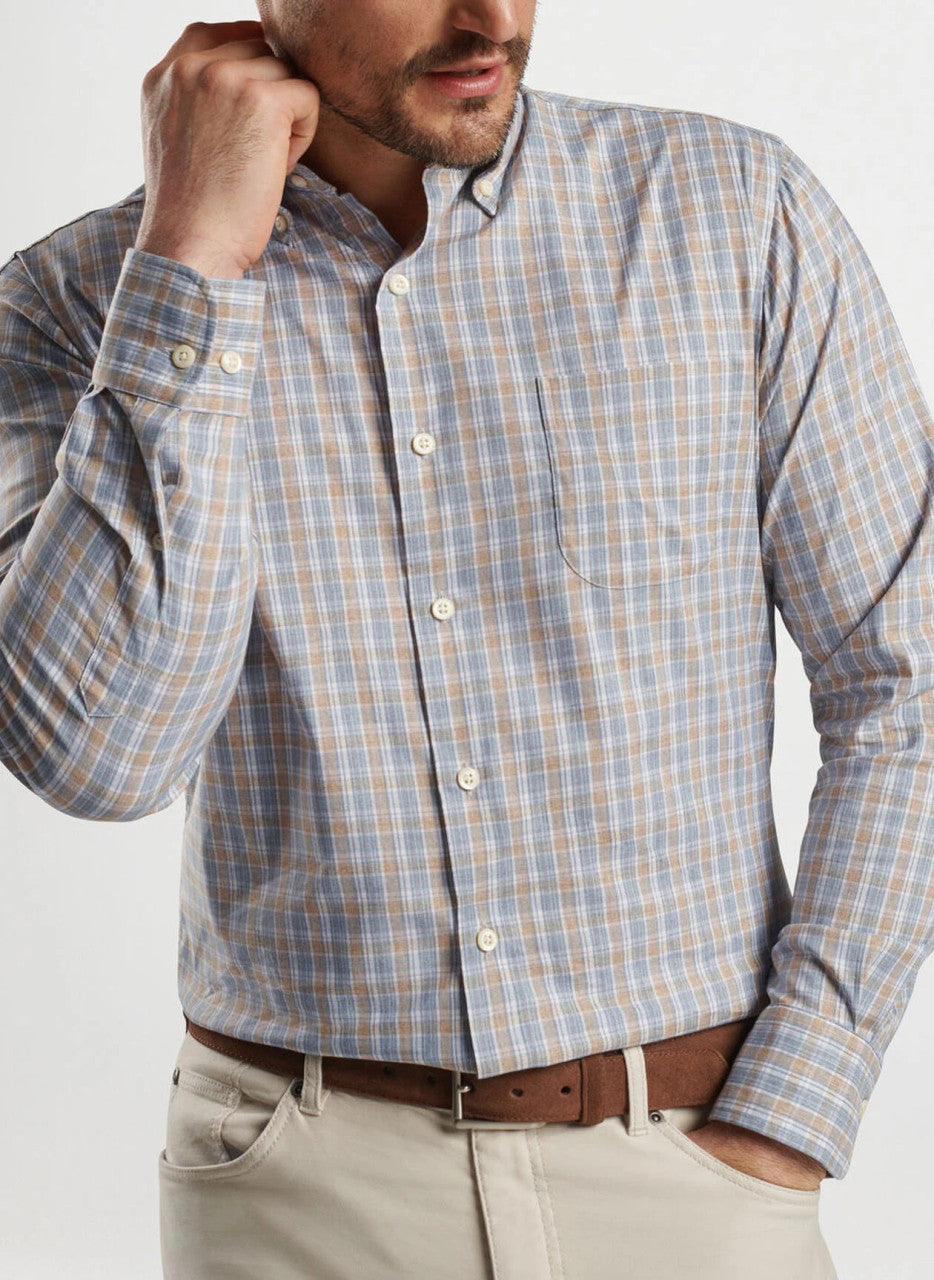  Peter Millar Powell Crown Lite Cotton-Stretch Sport Shirt: British Tan