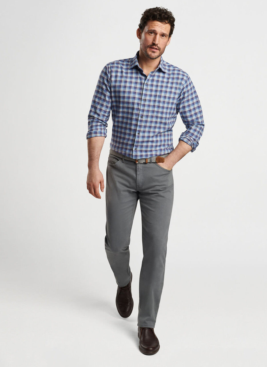  Peter Millar North Bay Cotton Sport Shirt: Ocean Blue