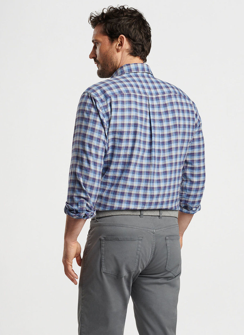  Peter Millar North Bay Cotton Sport Shirt: Ocean Blue