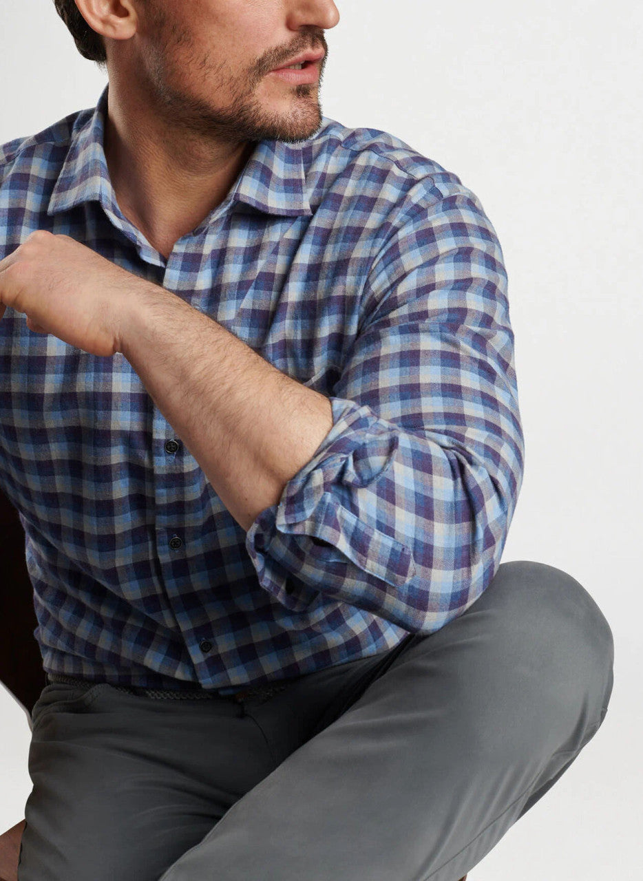  Peter Millar North Bay Cotton Sport Shirt: Ocean Blue