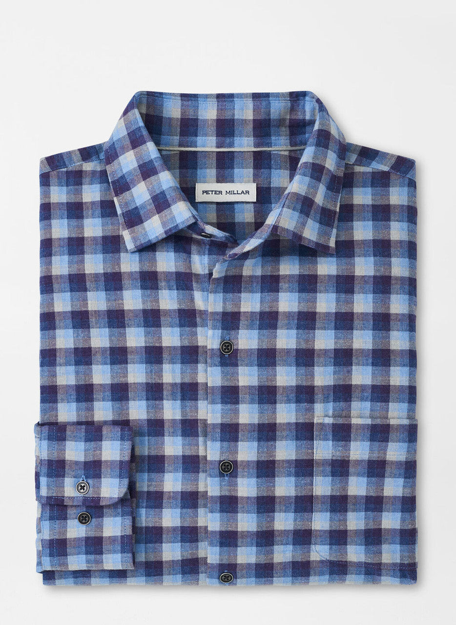  Peter Millar North Bay Cotton Sport Shirt: Ocean Blue