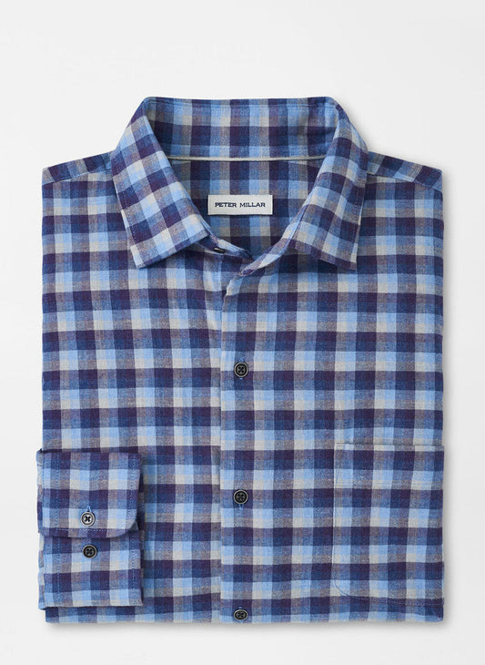  Peter Millar North Bay Cotton Sport Shirt: Ocean Blue
