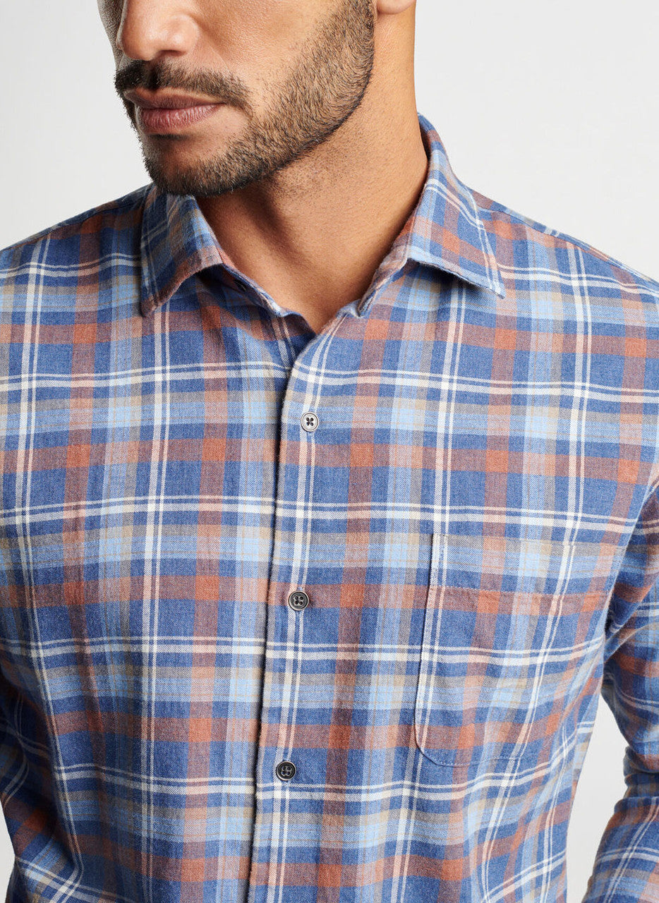  Peter Millar Sherbrooke Cotton Sport Shirt: Ocean Blue