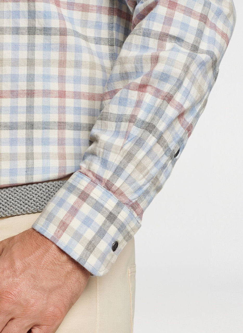  Peter Millar White Rock Cotton Sport Shirt: Winter Ivory