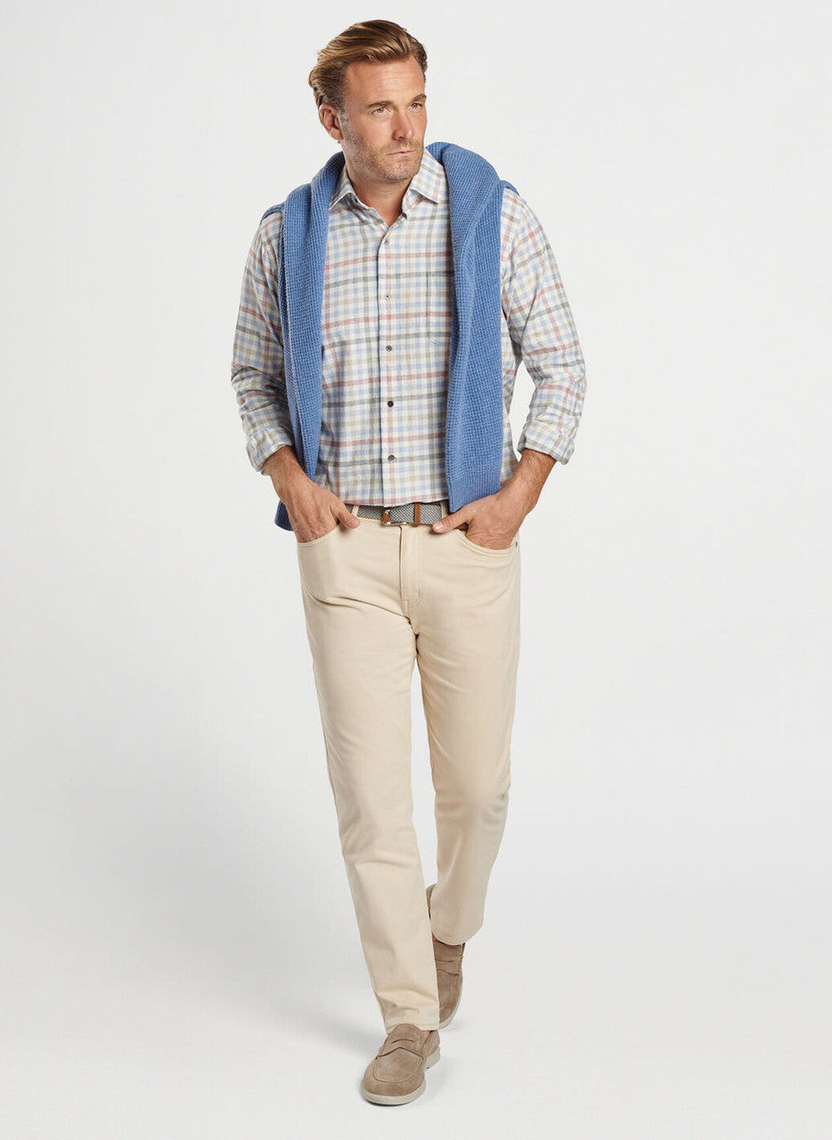  Peter Millar White Rock Cotton Sport Shirt: Winter Ivory