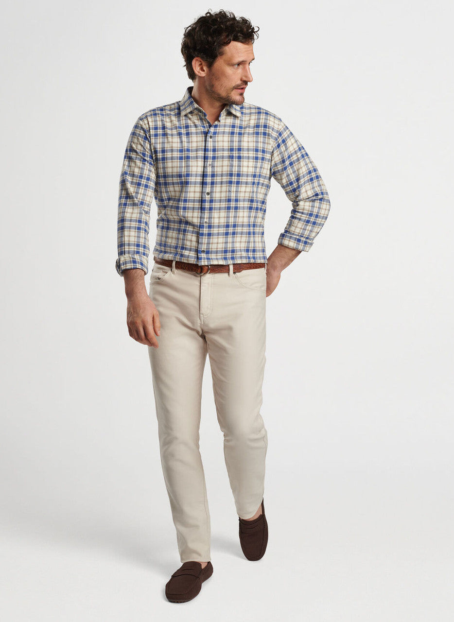  Peter Millar Whistler Cotton Sport Shirt: Ocean Blue