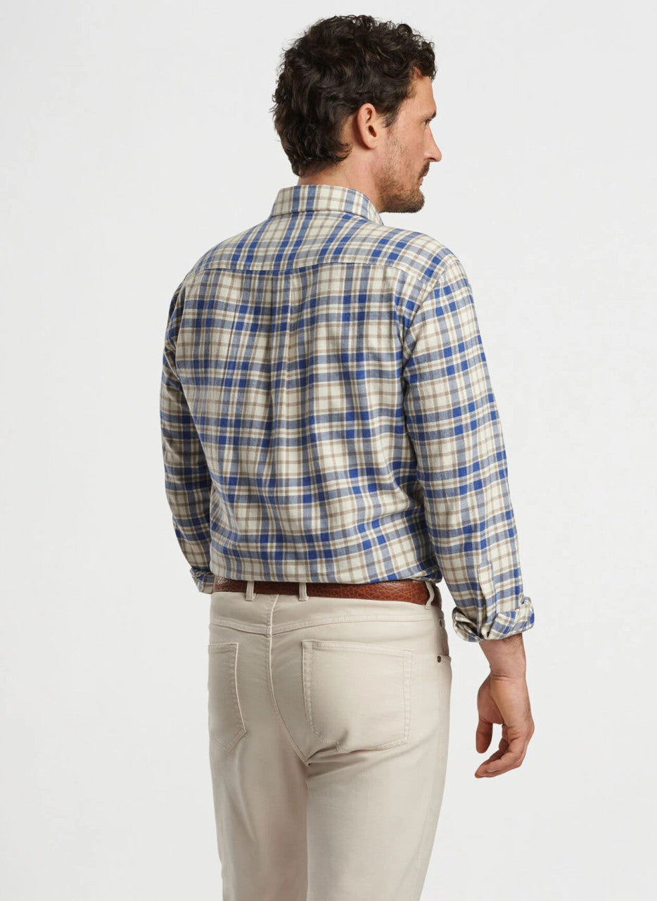  Peter Millar Whistler Cotton Sport Shirt: Ocean Blue