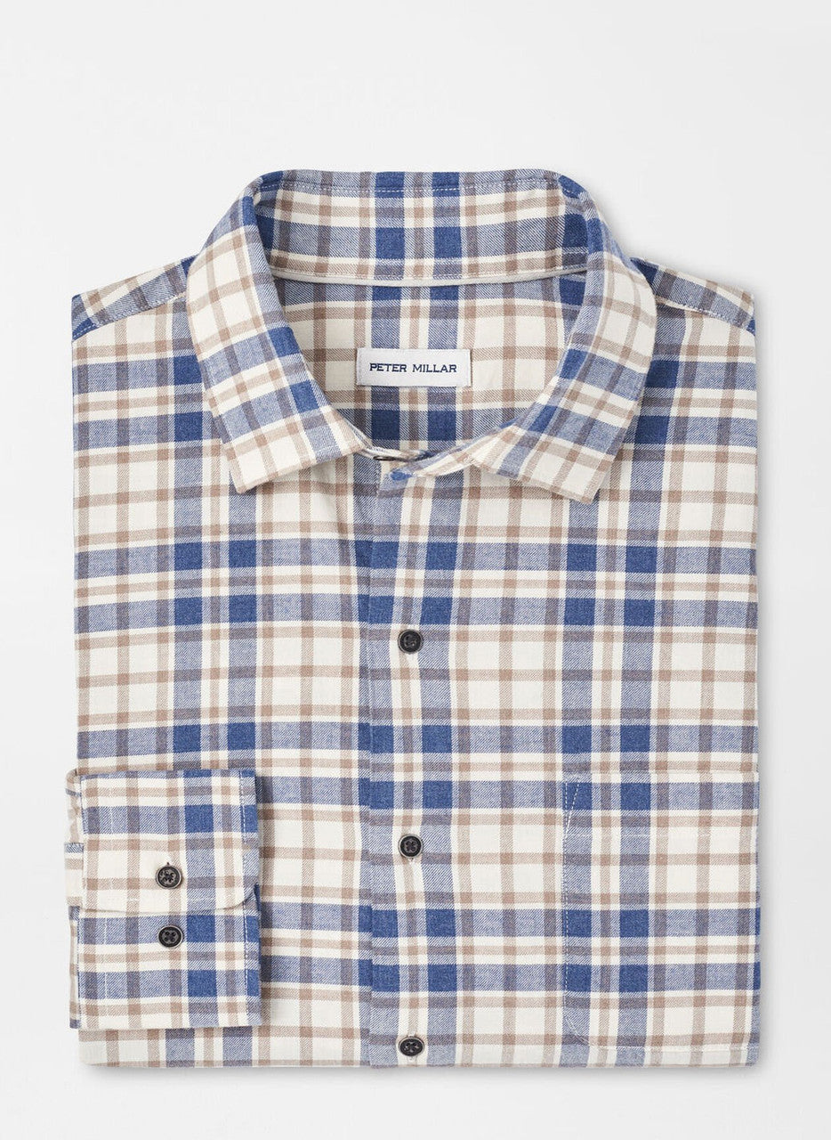  Peter Millar Whistler Cotton Sport Shirt: Ocean Blue