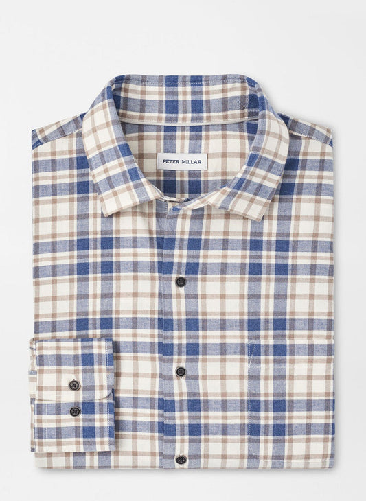  Peter Millar Whistler Cotton Sport Shirt: Ocean Blue
