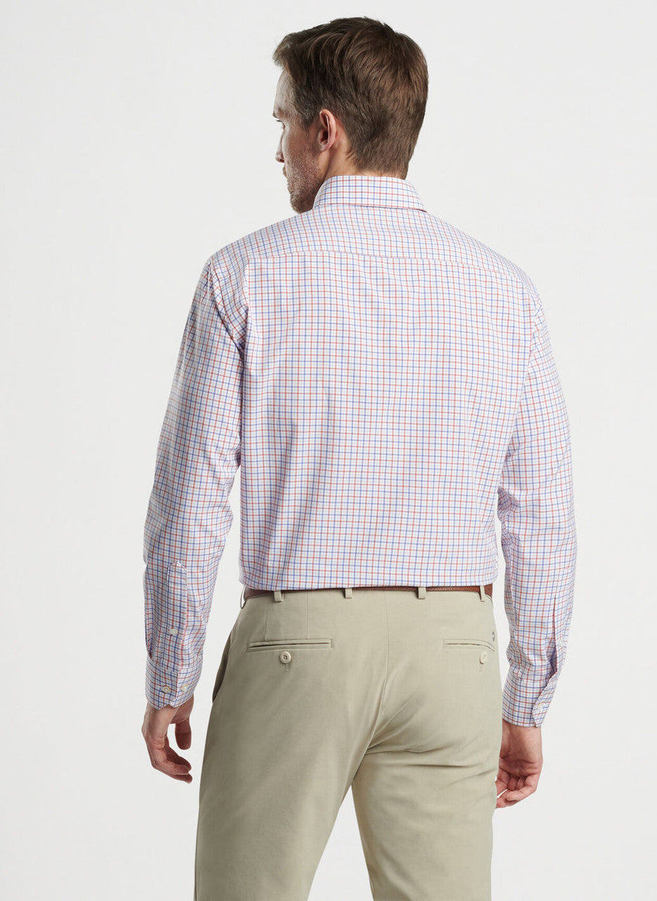  Peter Millar Crown Crafted Moors Performance Poplin Sport Shirt: Scarlet Lily