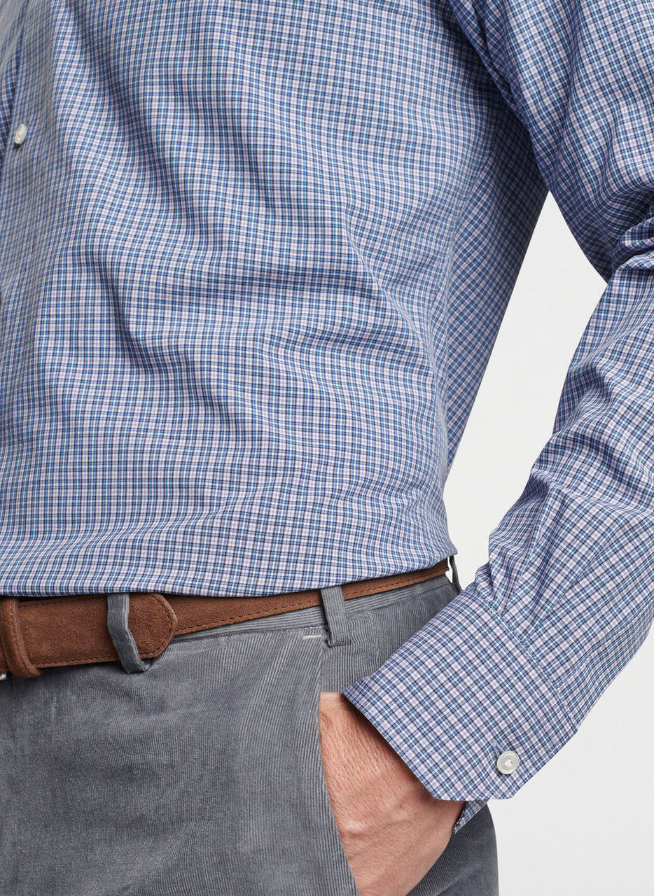  Peter Millar Crown Crafted Wicklow Performance Poplin Sport Shirt: Brook Blue