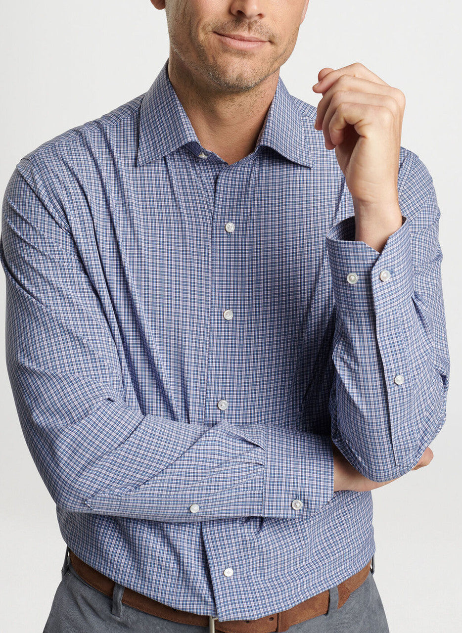  Peter Millar Crown Crafted Wicklow Performance Poplin Sport Shirt: Brook Blue