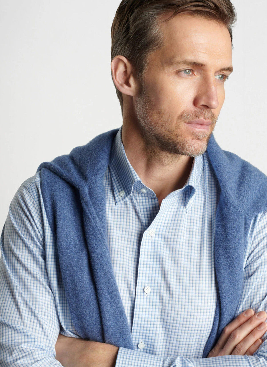  Peter Millar Crown Crafted Ludlow Cotton Sport Shirt: Brook Blue