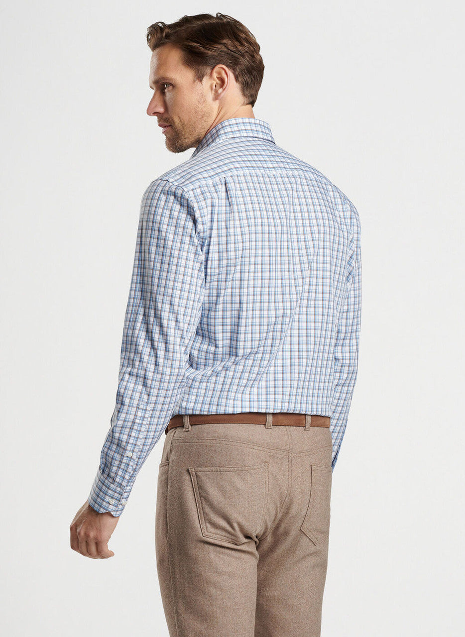  Peter Millar Crown Crafted Howgill Cotton Sport Shirt: Brook Blue
