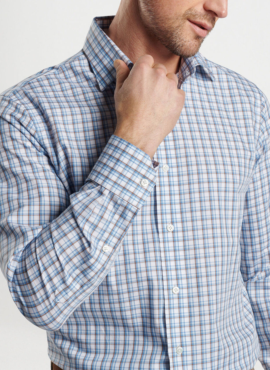  Peter Millar Crown Crafted Howgill Cotton Sport Shirt: Brook Blue