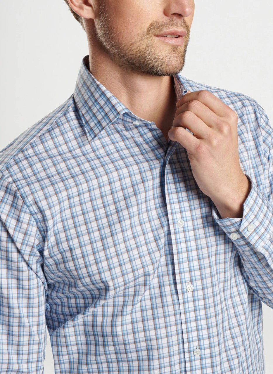  Peter Millar Crown Crafted Howgill Cotton Sport Shirt: Brook Blue