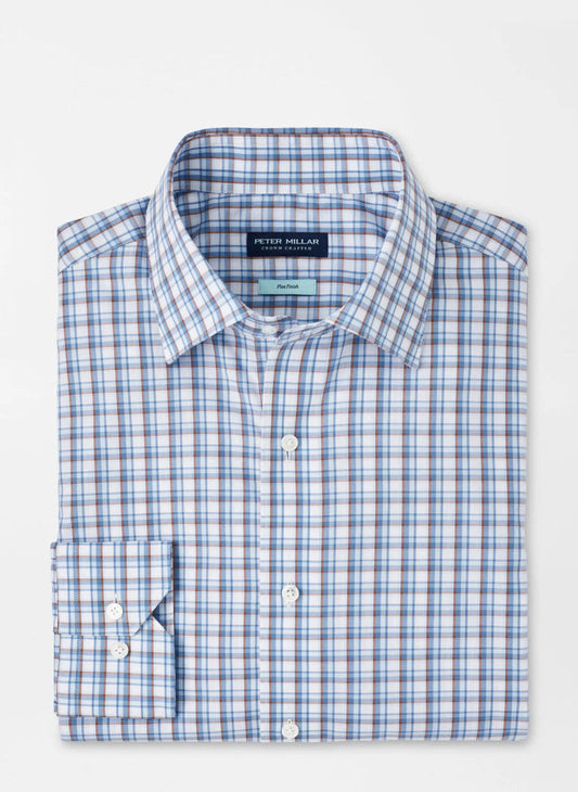  Peter Millar Crown Crafted Howgill Cotton Sport Shirt: Brook Blue