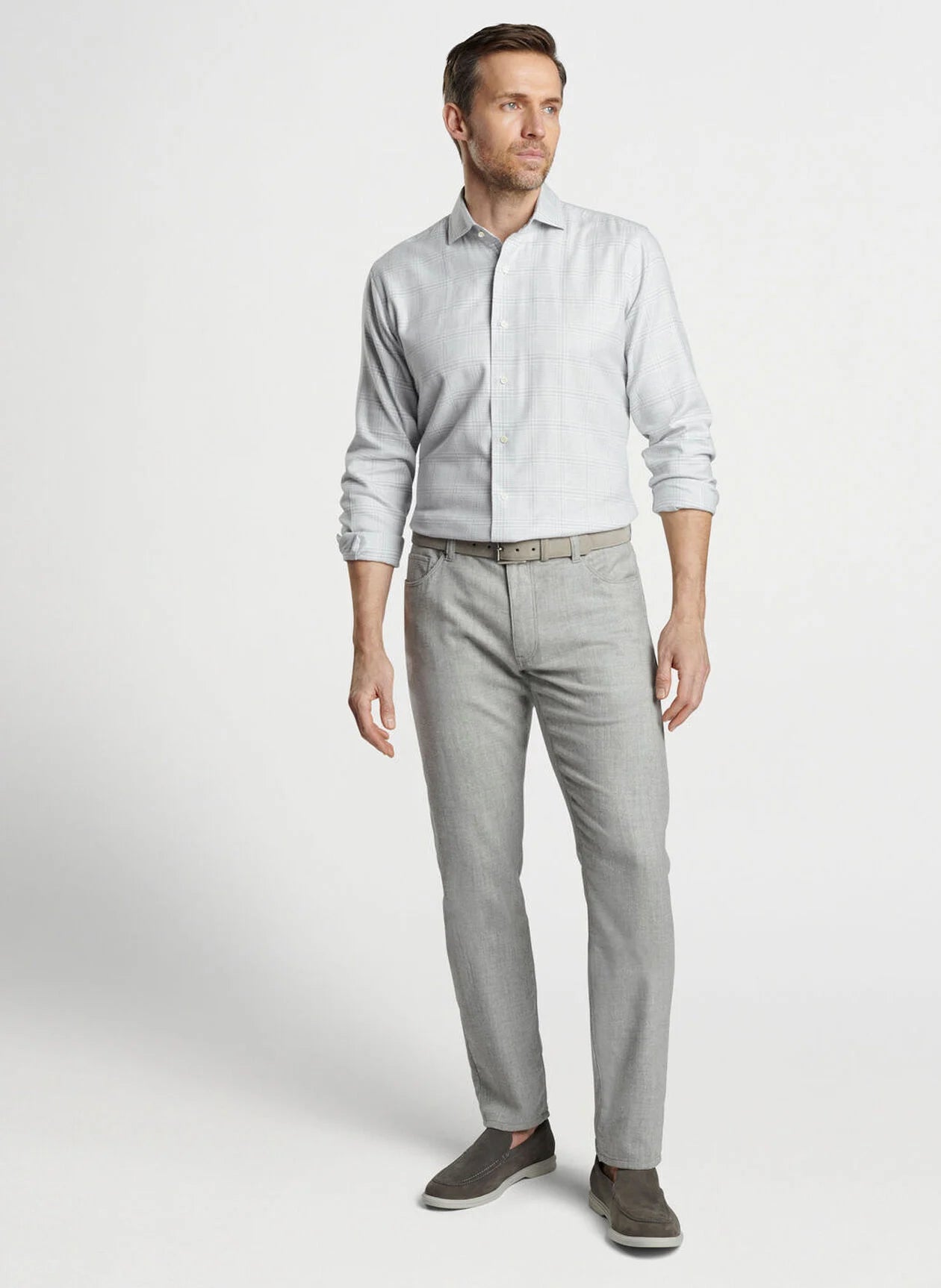  Peter Millar Crown Crafted Lucca Italian Flannel Sport Shirt: British Grey