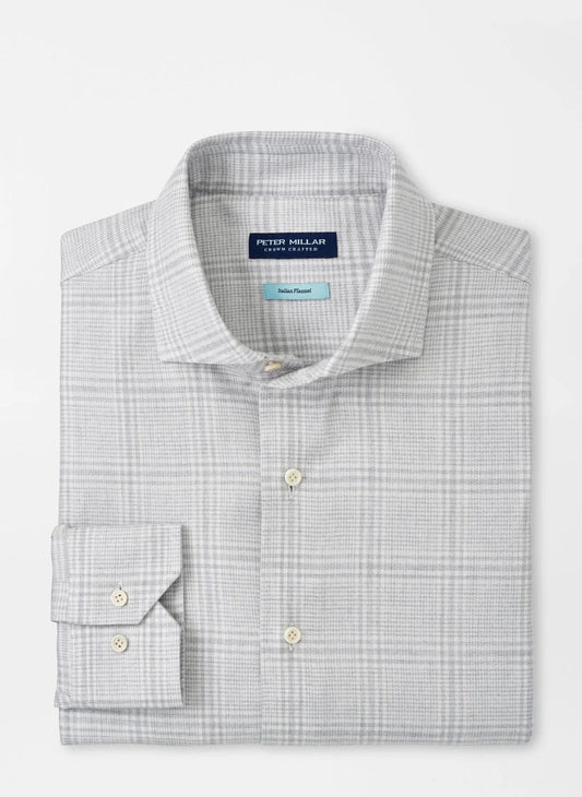  Peter Millar Crown Crafted Lucca Italian Flannel Sport Shirt: British Grey