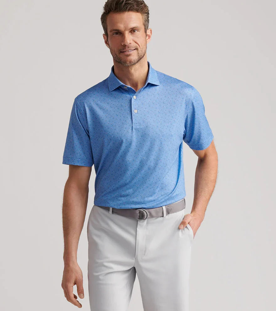  Peter Millar Costanzo Geo Performance Jersey Polo: Evening Tide