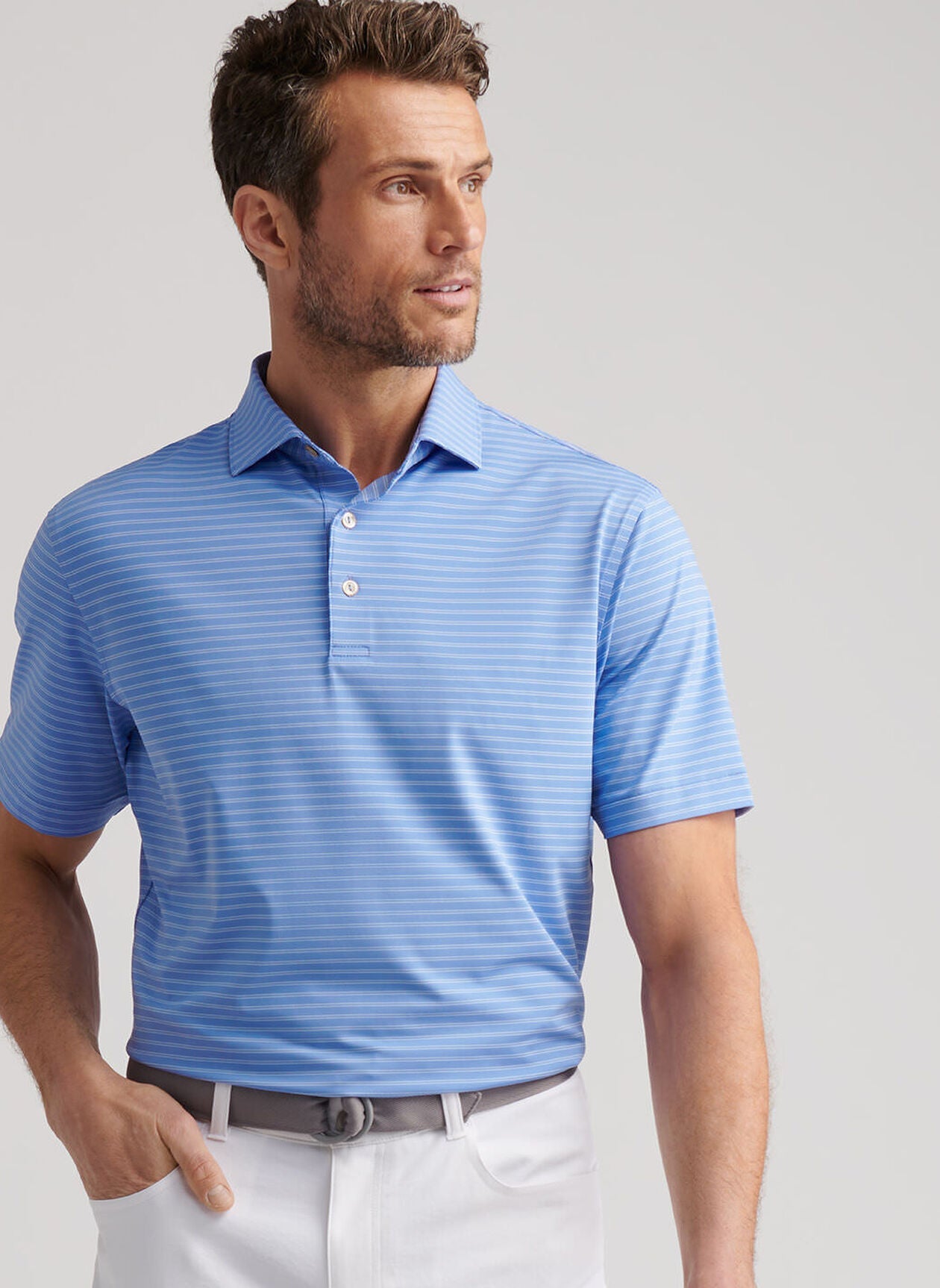  Peter Millar Eden Performance Jersey Polo: Seaside Blue
